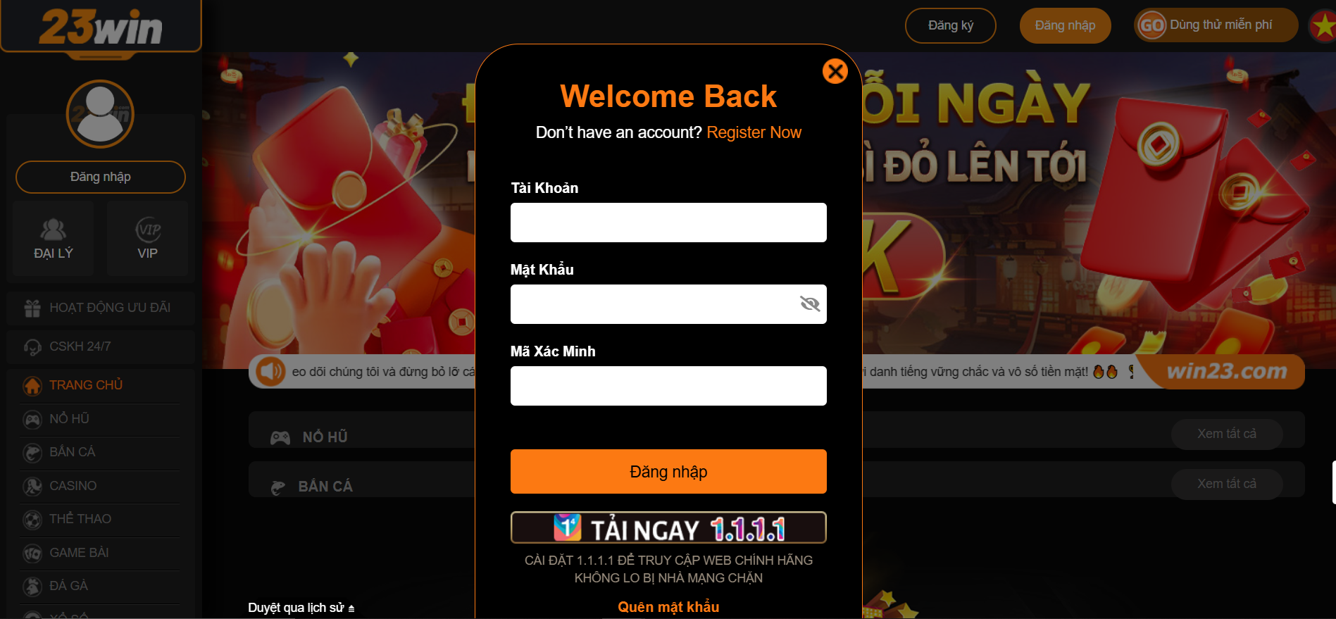 Quy trình đăng nhập vào tài khoản 23Win